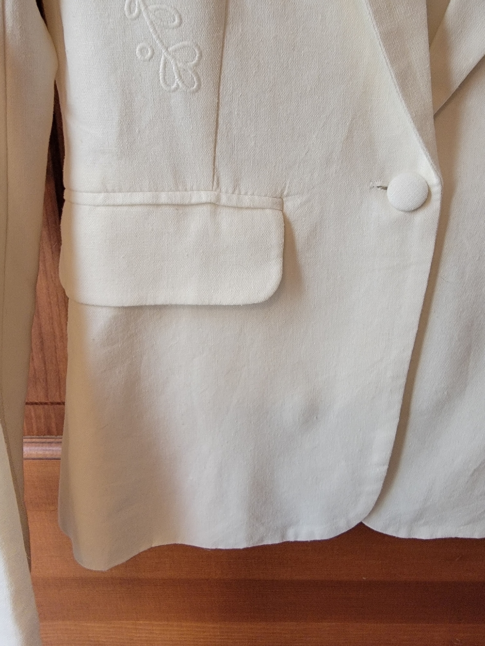Jason Wu The Classics Embroidered Off-White Linen Blend Blazer Size Small - Picture 5 of 16